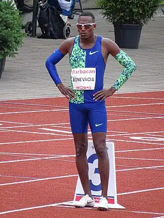 Liemarvin Bonevacia aan de start van de 400 m tijdens de FBK Games in 2019.