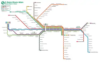 Netwerkkaart van de S-Bahn Rhein-Main