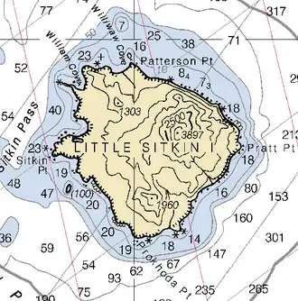 Kaart van Little Sitkin Island