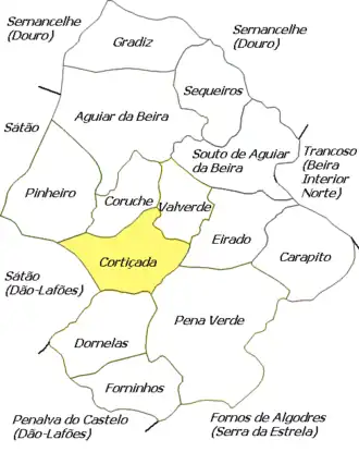 Kaart van Cortiçada