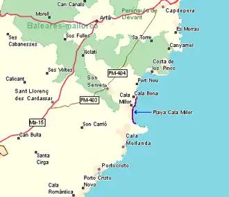 Kaart van Cala Millor