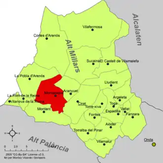 Kaart van Montanejos