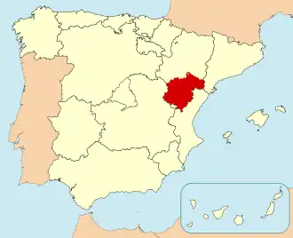 Ligging van Teruel in Spanje