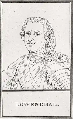 Anonieme tekening van Ulrich van Löwendal, 18e eeuw