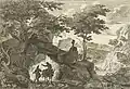 Berglandschap met twee reizigers, ets, 1698-1701