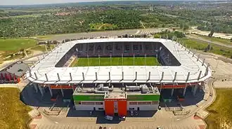 Stadion Zagłębia Lubin gezien vanuit de lucht