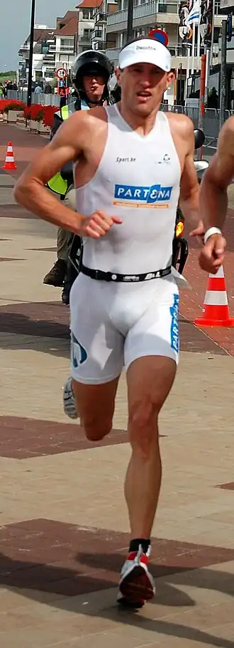 Luc Van Lierde tijdens de Zwintriatlon in Knokke