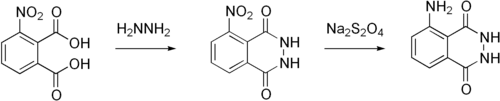 Synthese van luminol uit 3-nitroftaalzuur
