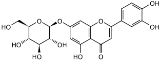 Structuurformule van luteoline-7-glucoside