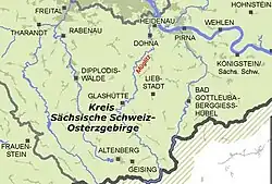 Kaart van het Müglitzdal