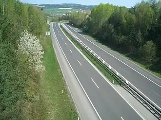 Voormalig einde van de snelweg bij Unterweitersdorf