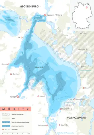 Kaart van de Müritz en haar omgeving