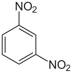 Structuurformule van 1,3-dinitrobenzeen
