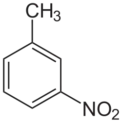 Structuurformule van 3-nitrotolueen
