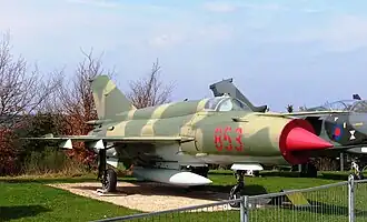 De MiG-21 MF in de Flugausstellung L. + P. Junior (19 april 2006)