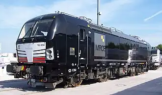 Vectron AC in de kleuren van MRCE op de Transport&nbsp;Logistic in München