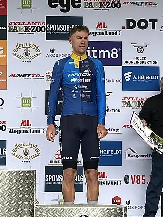 Andersen op de derde trede van het podium bij de GP Herning, 2025.