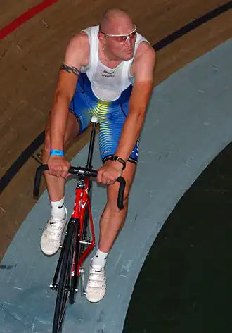 Magnus Bäckstedt op de baan in Manchester