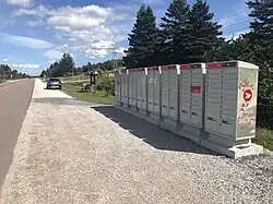 De brievenbussen van de inwoners van St. Judes staan allen gegroepeerd op een centrale plek
