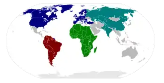 Regionale organisaties met militaire capaciteit (groen = AU).