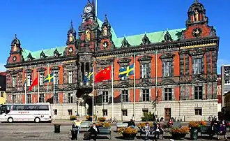 Het raadhuis van Malmö uit 1547 (laatst herbouwd in de jaren 1860).