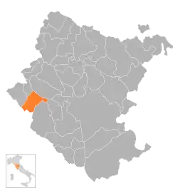 Locatie van Montevarchi in Arezzo