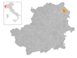 Locatie van Ivrea in Turijn