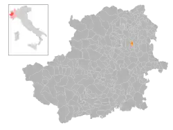 Locatie van Lusigliè in Turijn (TO)