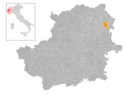 Locatie van Strambino in Turijn (TO)