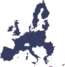 Landkaart met de winnaars van de Juvenes Translatores-wedstrijd van de Europese Commissie in 2010.