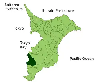 Situering van Futtsu in de prefectuur  Chiba