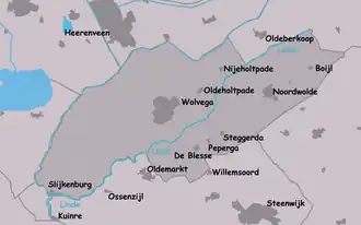 De Linde aangeduid op de kaart van de gemeente Weststellingwerf