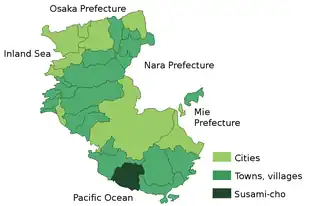 Situering van Susami in de prefectuur Wakayama