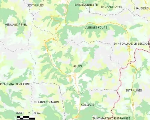 Detailkaart van de gemeente