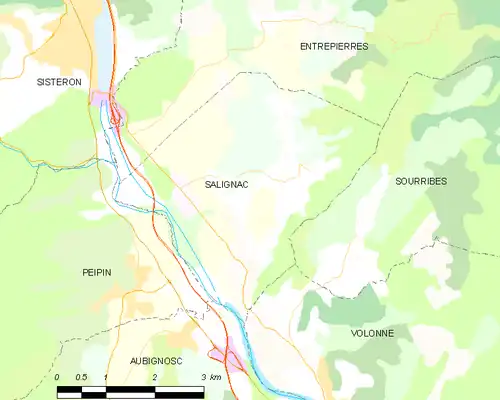 Detailkaart van de gemeente