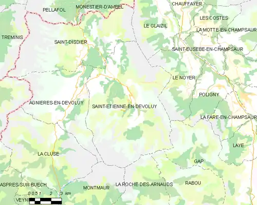 Detailkaart van de gemeente