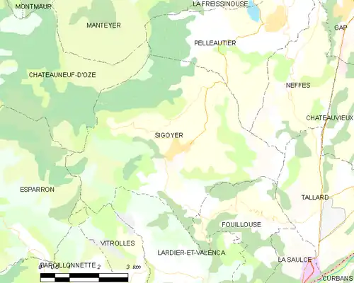 Detailkaart van de gemeente