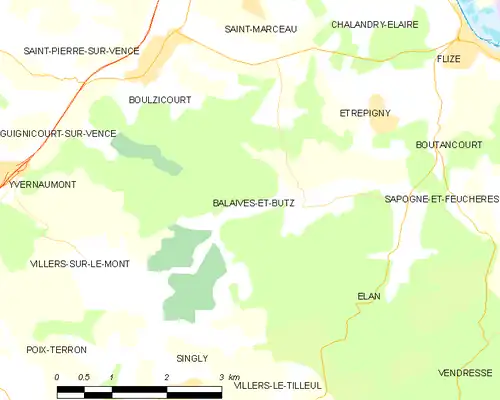 Detailkaart van de gemeente