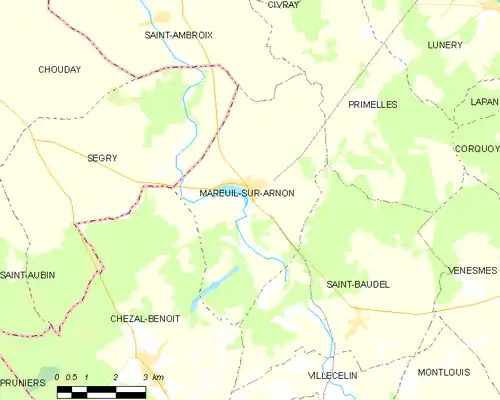 Detailkaart van de gemeente