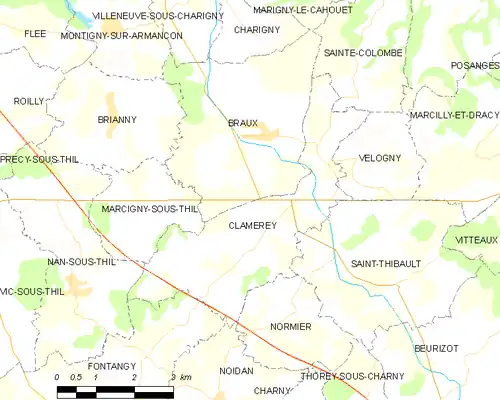 Detailkaart van de gemeente