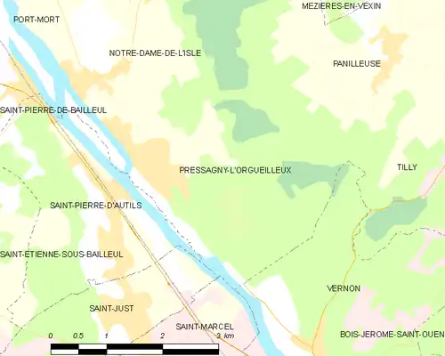 Detailkaart van de gemeente