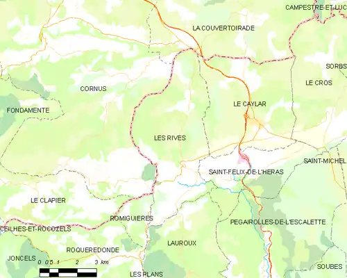 Detailkaart van de gemeente