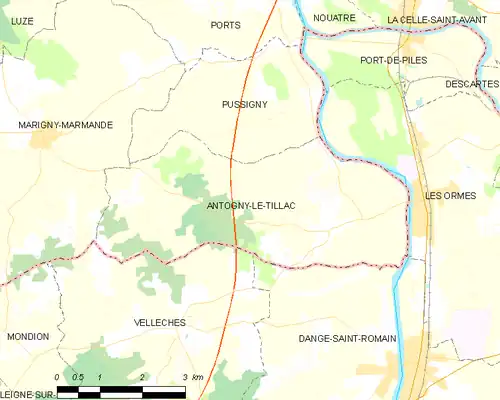 Detailkaart van de gemeente