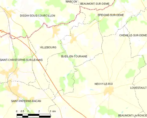 Detailkaart van de gemeente