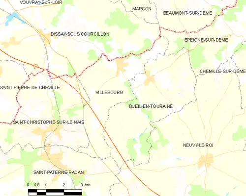 Detailkaart van de gemeente