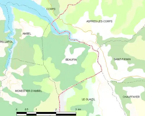 Detailkaart van de gemeente