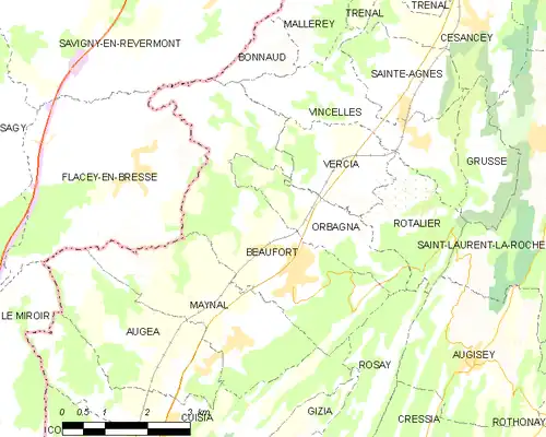 Detailkaart van de gemeente