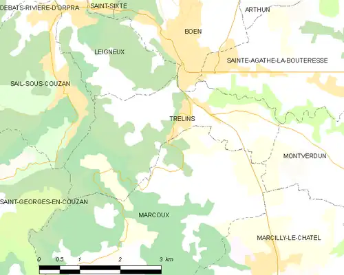 Detailkaart van de gemeente