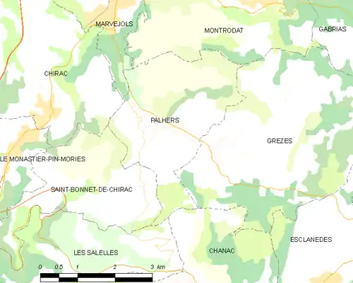 Detailkaart van de gemeente