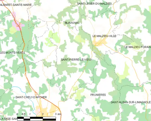 Detailkaart van de gemeente